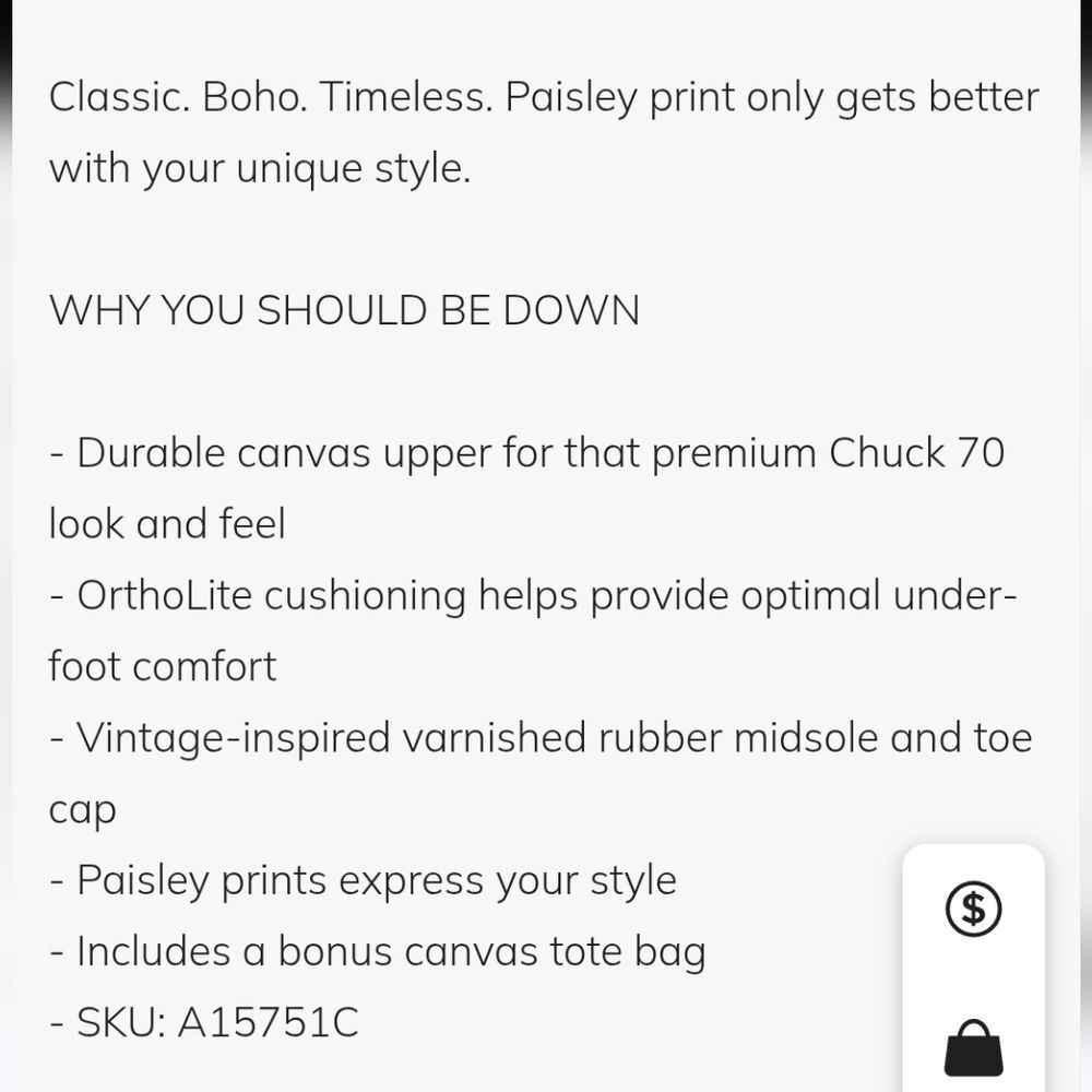 Converse Chuck 70 Paisley Lace-Up Sneaker‎ - Picture 7 of 11